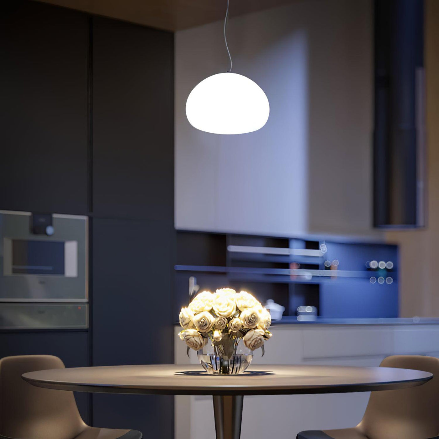 Steamed Bun Pendant Light – Elegant Frosted Glass Hanging Lamp (E26/E27)