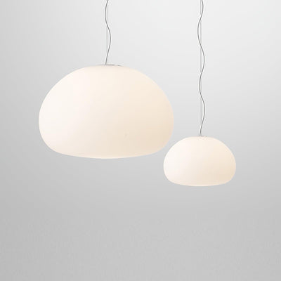 Steamed Bun Pendant Light – Elegant Frosted Glass Hanging Lamp (E26/E27)