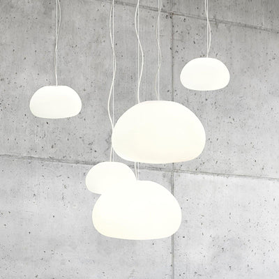 Steamed Bun Pendant Light – Elegant Frosted Glass Hanging Lamp (E26/E27)