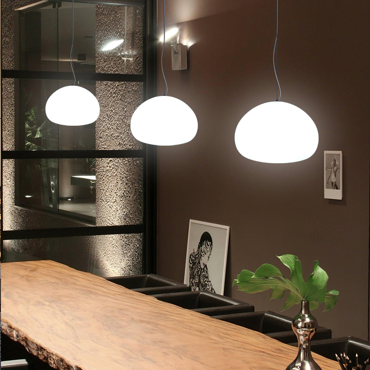 Steamed Bun Pendant Light – Elegant Frosted Glass Hanging Lamp (E26/E27)