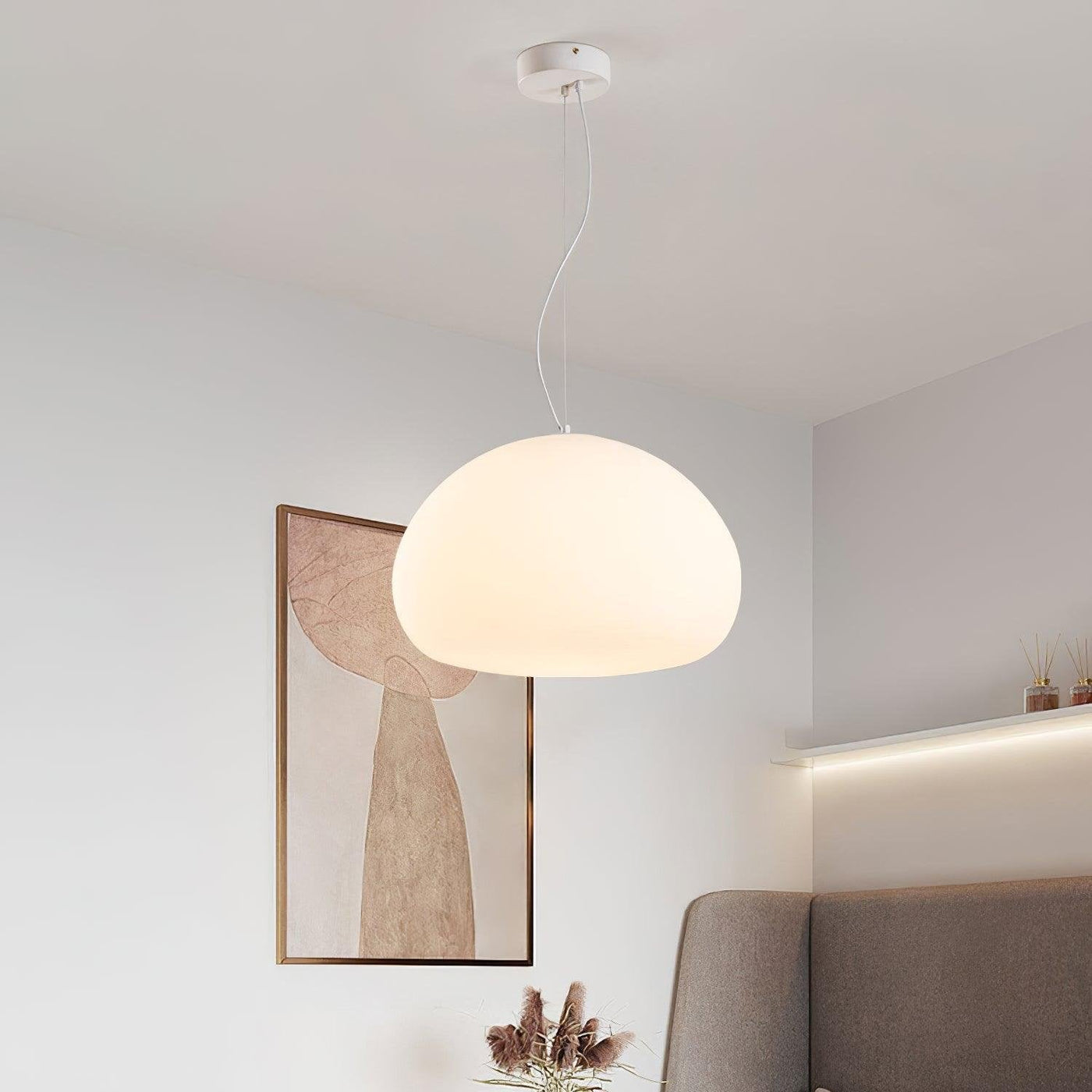 Steamed Bun Pendant Light – Elegant Frosted Glass Hanging Lamp (E26/E27)