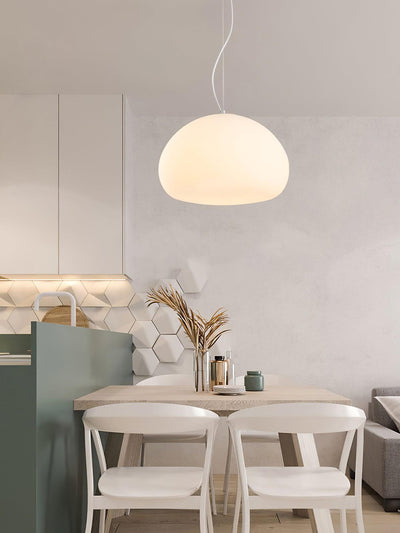 Steamed Bun Pendant Light – Elegant Frosted Glass Hanging Lamp (E26/E27)