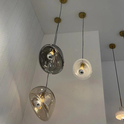Suspended Water Drop Pendant Light – Modern Glass Hanging Lamp (E26/E27, Adjustable Height)