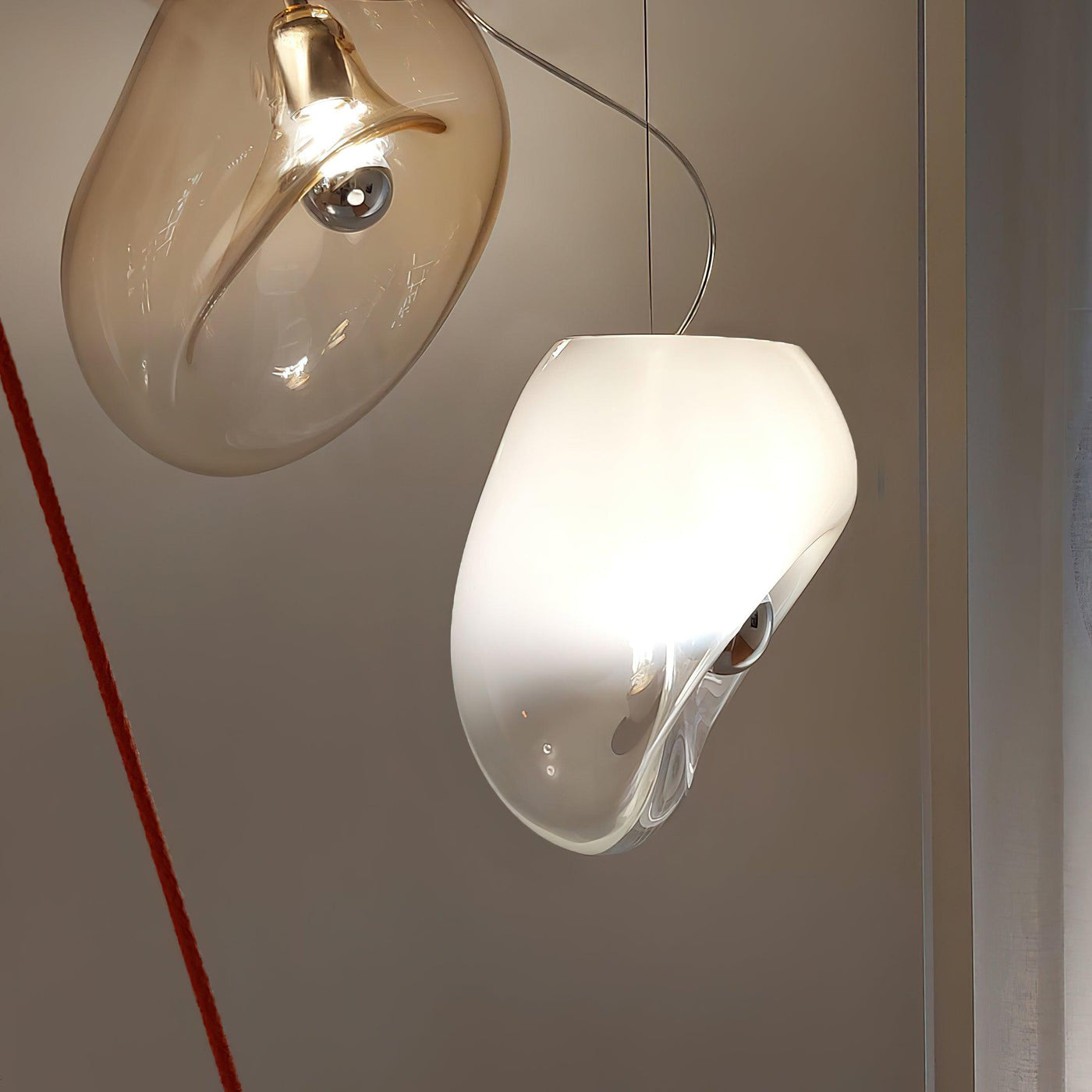Suspended Water Drop Pendant Light – Modern Glass Hanging Lamp (E26/E27, Adjustable Height)