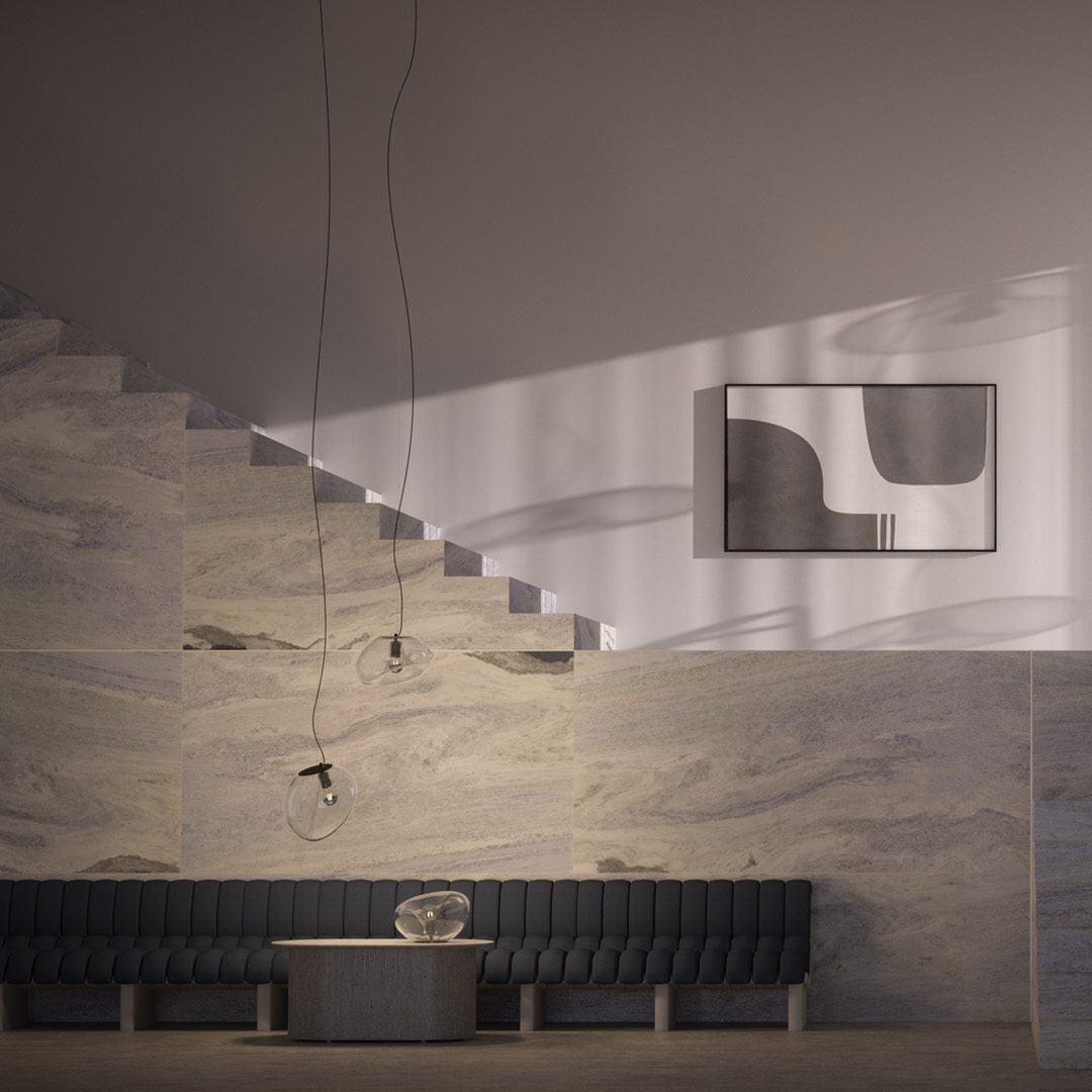 Suspended Water Drop Pendant Light – Modern Glass Hanging Lamp (E26/E27, Adjustable Height)