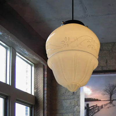 Vintage Geometric Milk Glass Pendant Light – Timeless Elegance with a Modern Touch