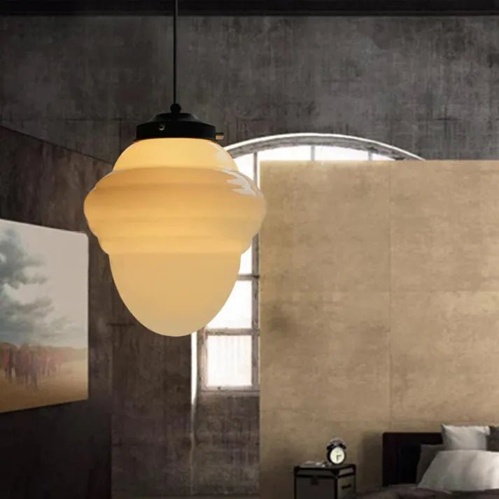 Vintage Geometric Milk Glass Pendant Light – Timeless Elegance with a Modern Touch