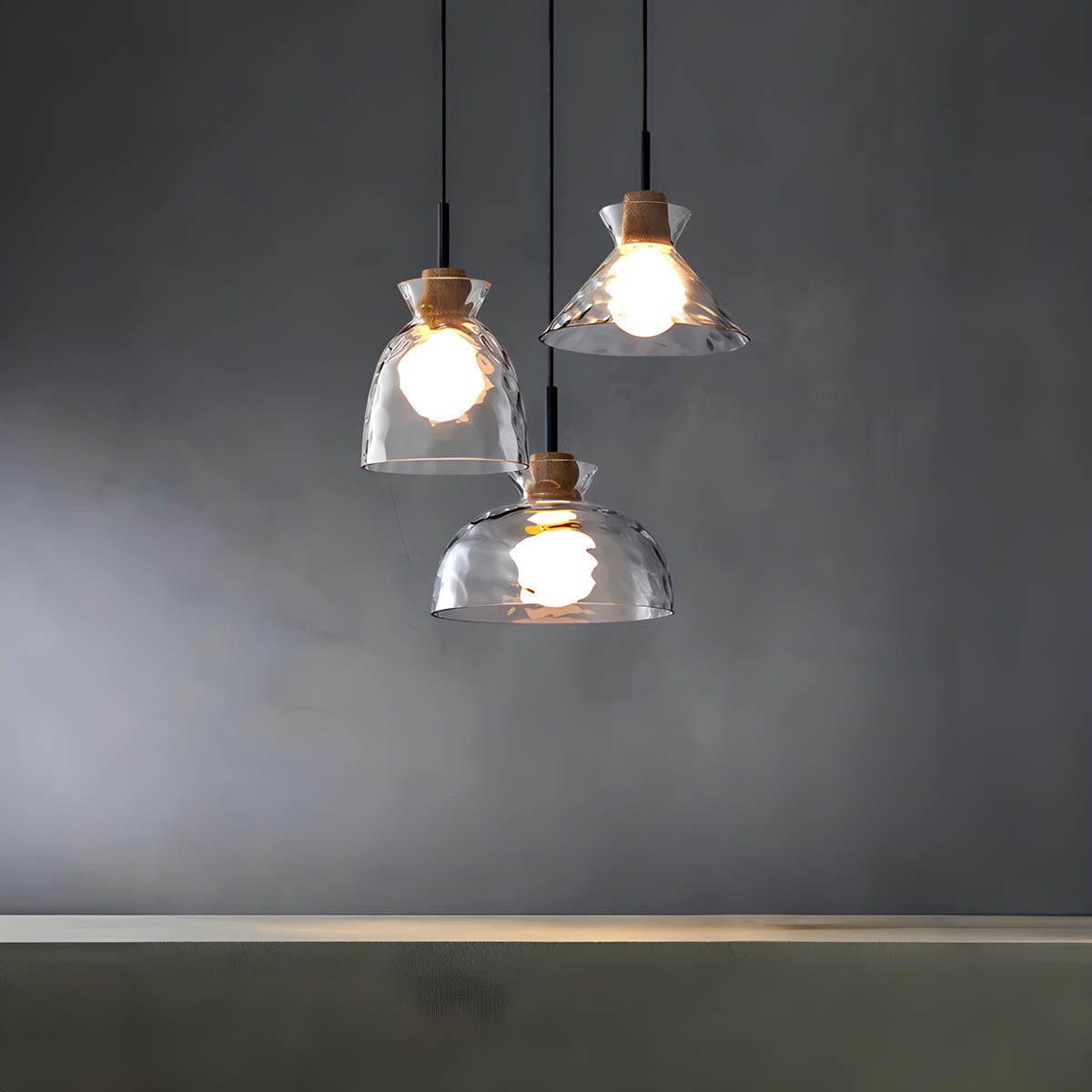 TOKYO Glass Chandelier – Minimalist Elegance with Ambient LED Lighting