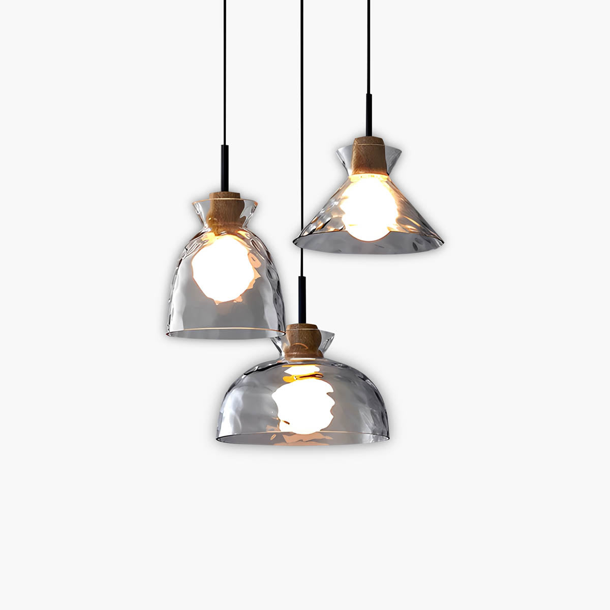 TOKYO Glass Chandelier – Minimalist Elegance with Ambient LED Lighting