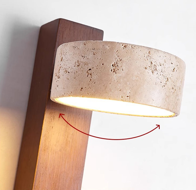 Wabi-Sabi Off-White Travertine Wall Lamp – Minimalist Elegance in Natural Form