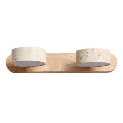Travertine Duo Wall Light – Elegant Natural Stone & Wood LED Wall Lamp