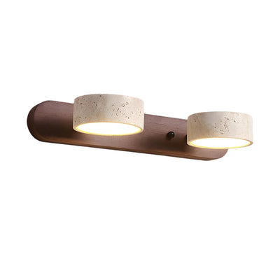 Travertine Duo Wall Light – Elegant Natural Stone & Wood LED Wall Lamp
