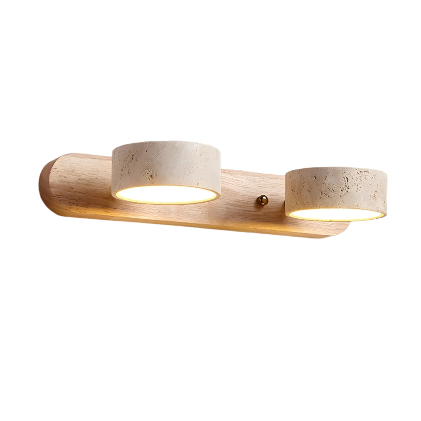 Travertine Duo Wall Light – Elegant Natural Stone & Wood LED Wall Lamp