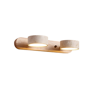 Travertine Duo Wall Light – Elegant Natural Stone & Wood LED Wall Lamp