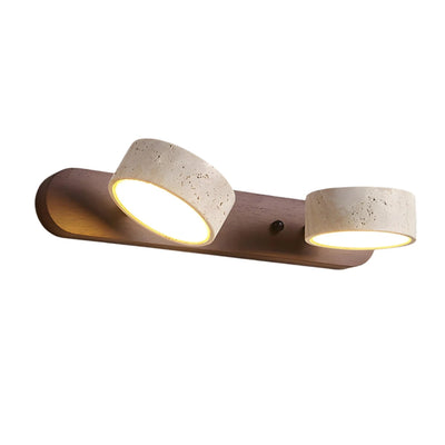 Travertine Duo Wall Light – Elegant Natural Stone & Wood LED Wall Lamp