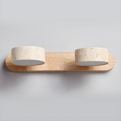 Travertine Duo Wall Light – Elegant Natural Stone & Wood LED Wall Lamp