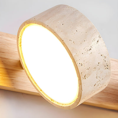 Travertine Duo Wall Light – Elegant Natural Stone & Wood LED Wall Lamp