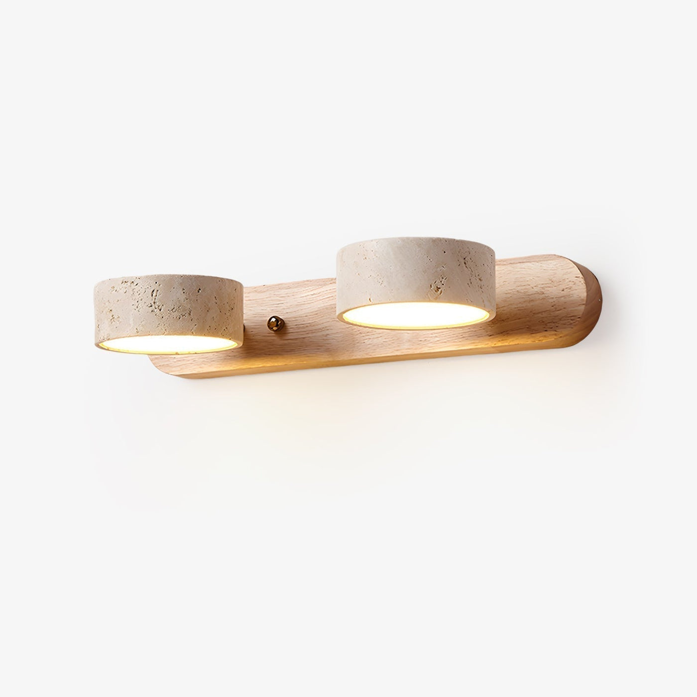 Travertine Duo Wall Light – Elegant Natural Stone & Wood LED Wall Lamp