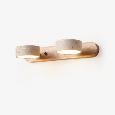 Travertine Duo Wall Light – Elegant Natural Stone & Wood LED Wall Lamp