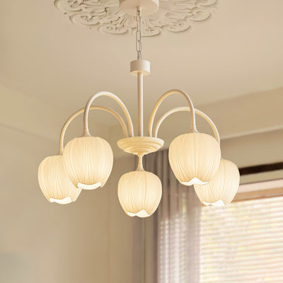 Tulip Matcha Chandelier – Elegant Floral-Inspired Lighting with Soft Ambience