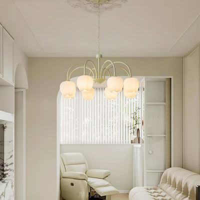 Tulip Matcha Chandelier – Elegant Floral-Inspired Lighting with Soft Ambience