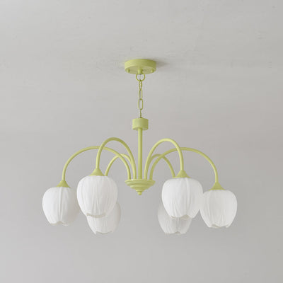 Tulip Matcha Chandelier – Elegant Floral-Inspired Lighting with Soft Ambience