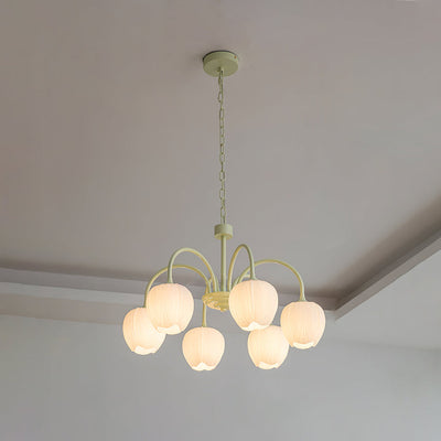 Tulip Matcha Chandelier – Elegant Floral-Inspired Lighting with Soft Ambience