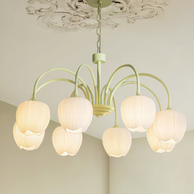Tulip Matcha Chandelier – Elegant Floral-Inspired Lighting with Soft Ambience