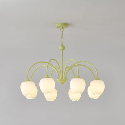 Tulip Matcha Chandelier – Elegant Floral-Inspired Lighting with Soft Ambience