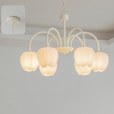 Tulip Matcha Chandelier – Elegant Floral-Inspired Lighting with Soft Ambience