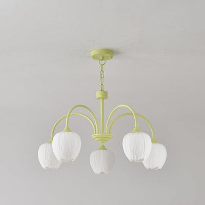 Tulip Matcha Chandelier – Elegant Floral-Inspired Lighting with Soft Ambience