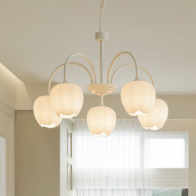 Tulip Matcha Chandelier – Elegant Floral-Inspired Lighting with Soft Ambience