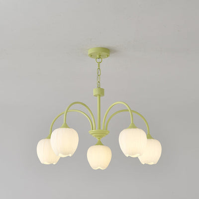 Tulip Matcha Chandelier – Elegant Floral-Inspired Lighting with Soft Ambience