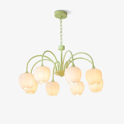 Tulip Matcha Chandelier – Elegant Floral-Inspired Lighting with Soft Ambience