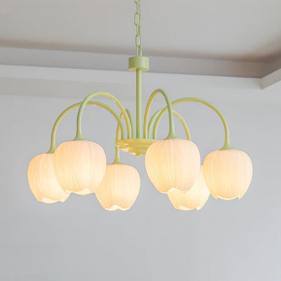 Tulip Matcha Chandelier – Elegant Floral-Inspired Lighting with Soft Ambience