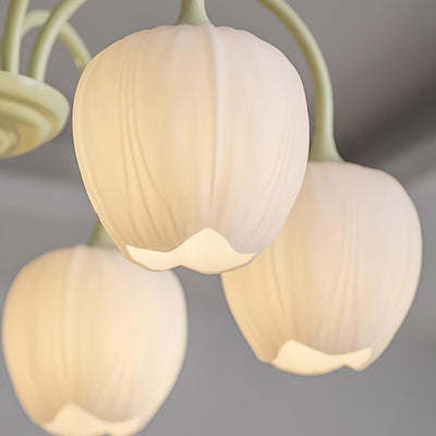 Tulip Matcha Chandelier – Elegant Floral-Inspired Lighting with Soft Ambience