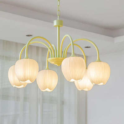 Tulip Matcha Chandelier – Elegant Floral-Inspired Lighting with Soft Ambience