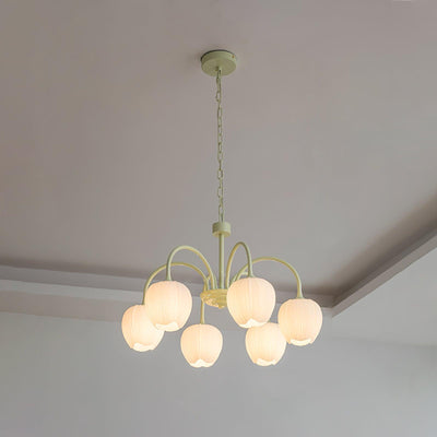 Tulip Matcha Chandelier – Elegant Floral-Inspired Lighting with Soft Ambience