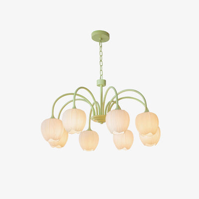 Tulip Matcha Chandelier – Elegant Floral-Inspired Lighting with Soft Ambience