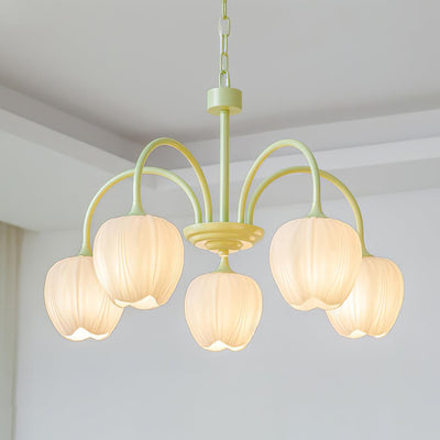 Tulip Matcha Chandelier – Elegant Floral-Inspired Lighting with Soft Ambience