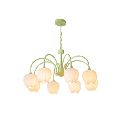 Tulip Matcha Chandelier – Elegant Floral-Inspired Lighting with Soft Ambience