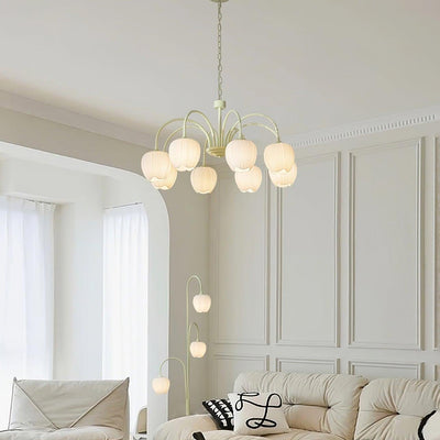 Tulip Matcha Chandelier – Elegant Floral-Inspired Lighting with Soft Ambience