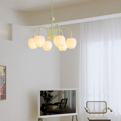 Tulip Matcha Chandelier – Elegant Floral-Inspired Lighting with Soft Ambience