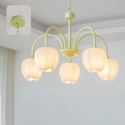 Tulip Matcha Chandelier – Elegant Floral-Inspired Lighting with Soft Ambience