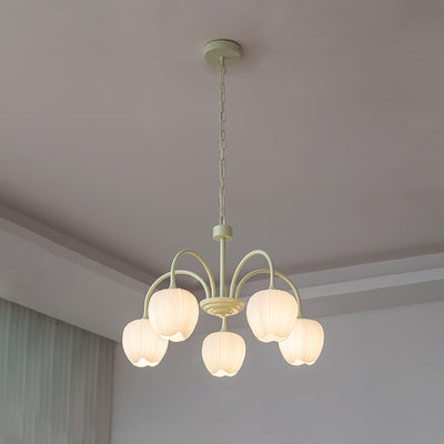 Tulip Matcha Chandelier – Elegant Floral-Inspired Lighting with Soft Ambience