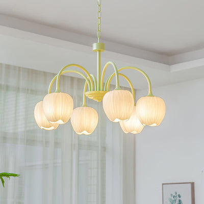 Tulip Matcha Chandelier – Elegant Floral-Inspired Lighting with Soft Ambience