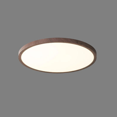 Ultrathin Round LED Ceiling Light – Walnut-Effect Acrylic for Soft, Even Illumination