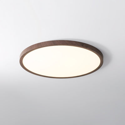 Ultrathin Round LED Ceiling Light – Walnut-Effect Acrylic for Soft, Even Illumination