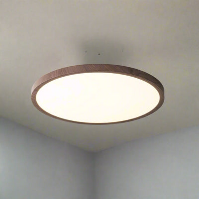 Ultrathin Round LED Ceiling Light – Walnut-Effect Acrylic for Soft, Even Illumination