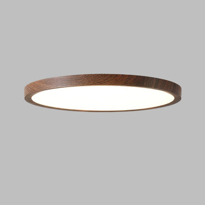 Ultrathin Round LED Ceiling Light – Walnut-Effect Acrylic for Soft, Even Illumination
